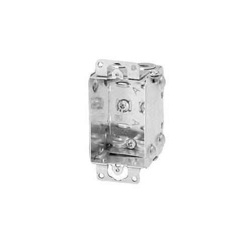 Iberville® BC1102-L Gangable Device Box, Steel, 10 cu-in, 1 Gang, 1 Outlet, 3 in H x 2 in W x 2 in D