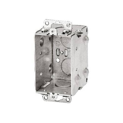 Iberville® BC1104 BC Series Gangable Device Box, Steel, 12.5 cu-in Capacity, 1 Gangs, 1 Outlets, 4 Knockouts, 2 in W x 2-1/2 in D x 3 in H
