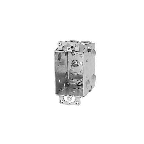 Iberville® BC1104-L Gangable Device Box, Steel, 12.5 cu-in, 1 Gang, 1 Outlet, 3 in H x 2 in W x 2-1/2 in D