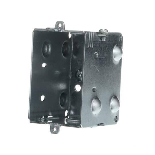 Iberville® BC1104-LE BC Series Gangable Device Box, Steel, 12.5 cu-in Capacity, 1 Outlets, 4 Knockouts, 2 in W x 2 in D x 3 in H