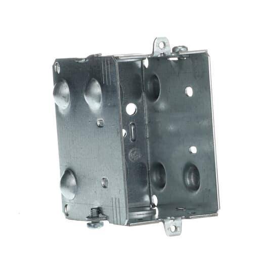 Iberville® BC1104-LE BC Series Gangable Device Box, Steel, 12.5 cu-in Capacity, 1 Outlets, 4 Knockouts, 2 in W x 2 in D x 3 in H