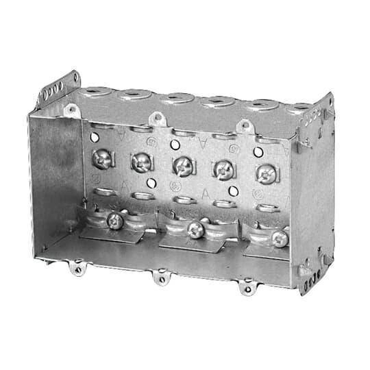 Iberville® BC2104-LLE-3 Non-Gangable Device Box, Steel, 37.5 cu-in, 3 Gangs, 3 Outlets, 3 in H x 5-1/2 in W x 2-1/2 in D
