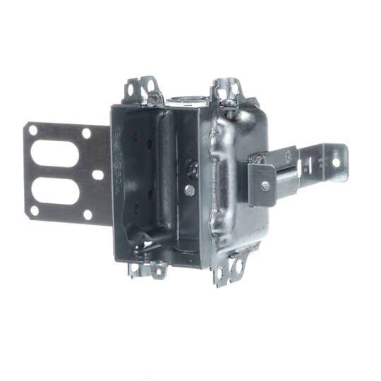 Iberville® BC3104KSS1X-1 BC Series Gangable Stud Device Box, Steel, 16 cu-in Capacity, 1 Gangs, 1 Outlets, 6 Knockouts, 2 in W x 2 in D x 3 in H