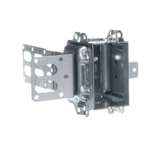 Iberville® BC3104KSS1X-1 BC Series Gangable Stud Device Box, Steel, 16 cu-in Capacity, 1 Gangs, 1 Outlets, 6 Knockouts, 2 in W x 2 in D x 3 in H