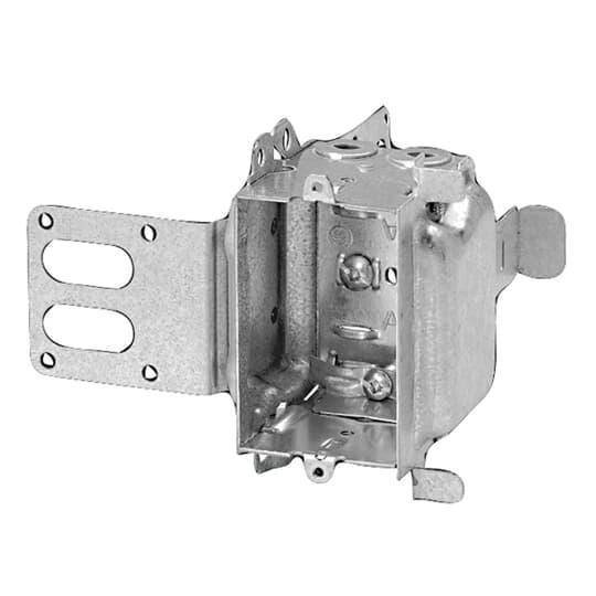 Iberville® BC3104-LSSX Gangable Stud Device Box With Integral Support Bracket, Steel, 16 cu-in, 1 Gang, 1 Outlet, 3 in H x 2 in W x 2-1/2 in D