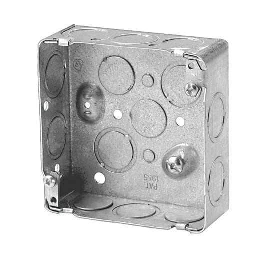 Iberville® BC52151-K Outlet Box, Steel, 21 cu-in Capacity, 1 Gangs, (1) Outlets, (22) Knockouts, 4 in H x 4 in W x 1-1/2 in D
