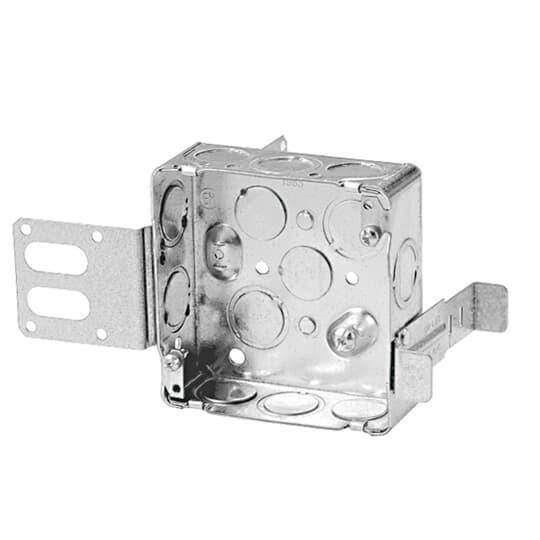 Iberville® BC52151-KSSX Outlet Box, Steel, 21 cu-in Capacity, (1) Outlets, (16) Knockouts, 4 in H x 4 in W x 1-1/2 in D