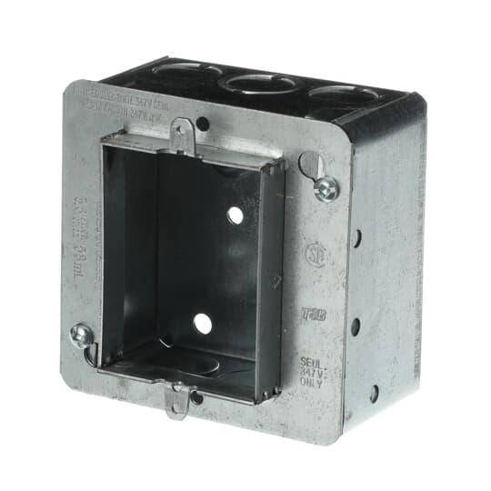 Iberville® BC52171-HV-KIT Gangable Outlet Box, Steel, 33.6 cu-in Capacity, 1 Gangs, (1) Outlets, (2) Knockouts, 4 in H x 4 in W x 2-1/8 in D