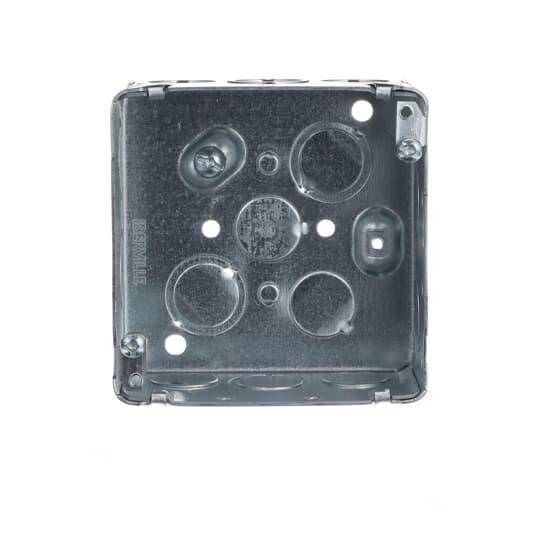 Iberville® BC52171-K Outlet Box, Steel, 30 cu-in Capacity, (1) Outlets, (22) Knockouts, 4 in H x 4 in W x 2-1/8 in D