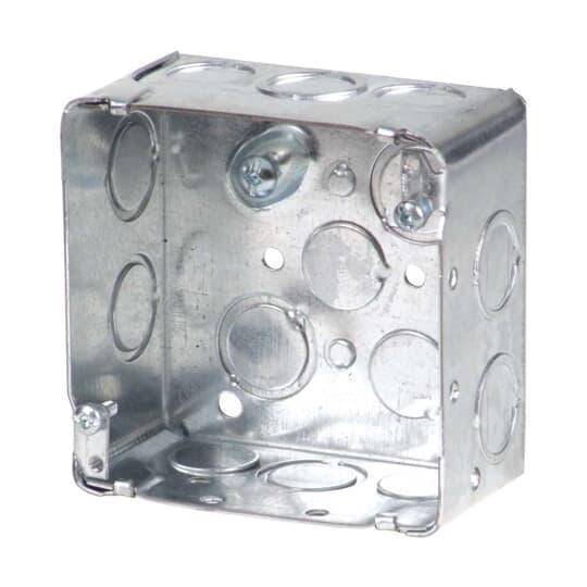 Iberville® BC52171-K Outlet Box, Steel, 30 cu-in Capacity, (1) Outlets, (22) Knockouts, 4 in H x 4 in W x 2-1/8 in D