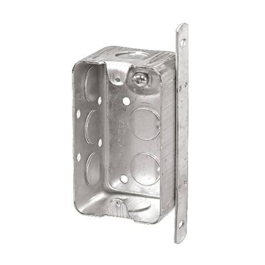 Iberville® CI1110-SB Utility Box With Side Bracket, Raised Ground Screw, Steel, 16.5 cu-in, 1 Gang, 7 Knockouts