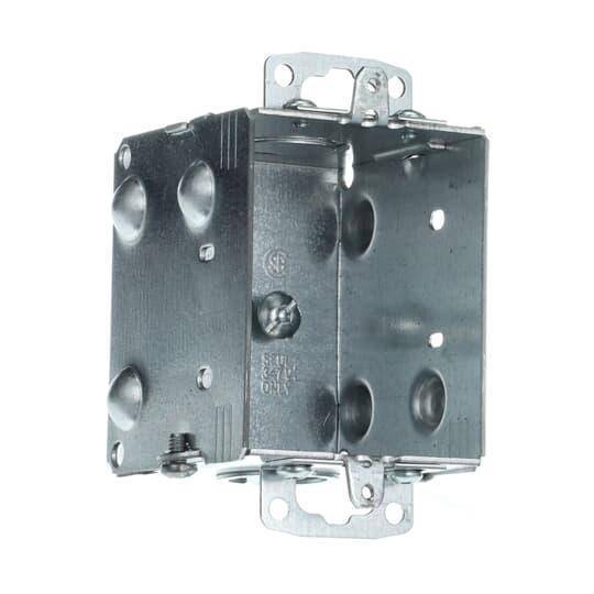 Iberville® CI1204-1-HV High Voltage Gangable Device Box, Steel, 16 cu-in, 1 Gang, 1 Outlet, 2 Knockouts