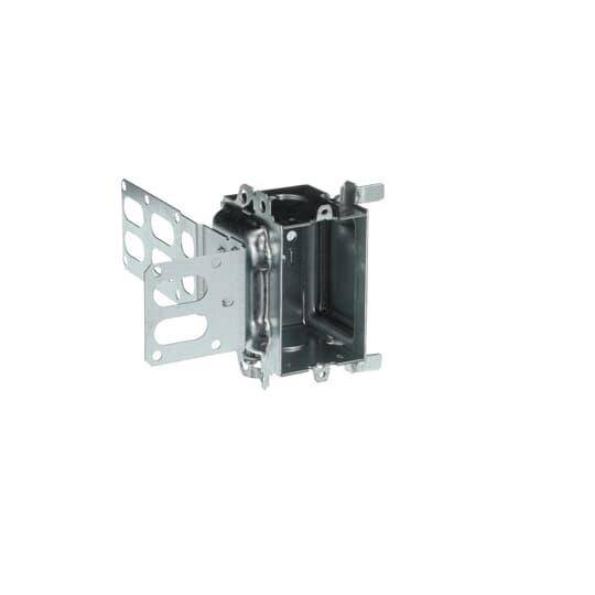 Iberville® CI3104-SSX CI Series Gangable Stud Device Box With SSX Bracket, Steel, 16 cu-in Capacity, 1 Outlets, 2 Knockouts, 2 in W x 2 in D x 3 in H