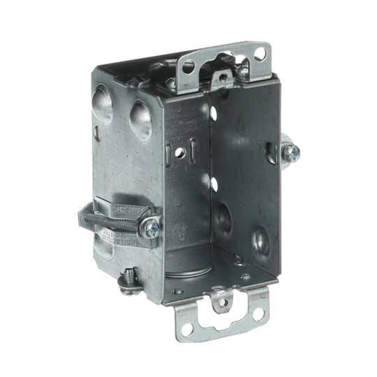 Iberville® CI425 CI Series Gangable Rework Device Box With Rework Bracket, Steel, 10 cu-in Capacity, 1 Outlets, 3 Knockouts, 2 in W x 2 in D x 3 in H
