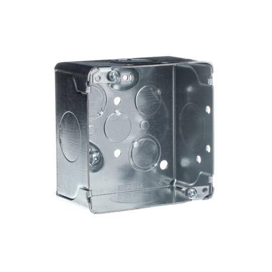 Iberville® CI52171-1 Outlet Box, Steel, 30 cu-in Capacity, (1) Outlets, (10) Knockouts, 4 in H x 4 in W x 2-1/8 in D