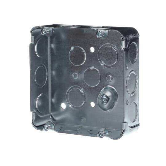 Iberville® CI72151-K Outlet Box, Steel, 30 cu-in Capacity, (1) Outlets, (22) Knockouts, 4 in H x 4 in W x 1-1/2 in D