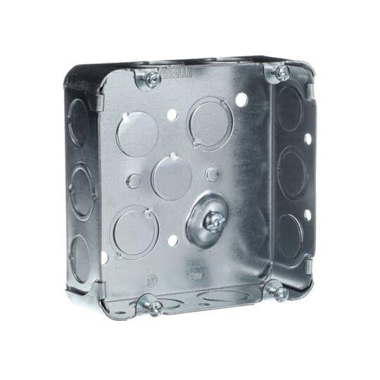 Iberville® CI72151-K Outlet Box, Steel, 30 cu-in Capacity, (1) Outlets, (22) Knockouts, 4 in H x 4 in W x 1-1/2 in D