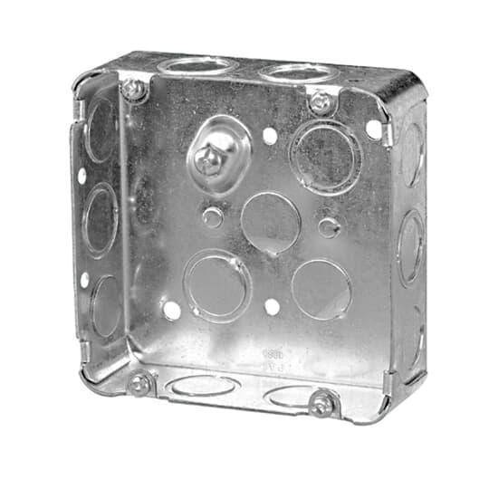Iberville® CI72151-K Outlet Box, Steel, 30 cu-in Capacity, (1) Outlets, (22) Knockouts, 4 in H x 4 in W x 1-1/2 in D