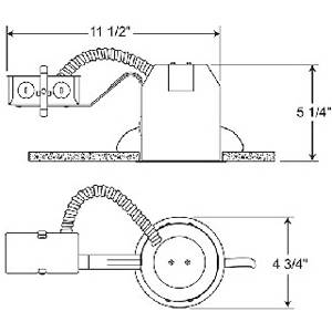 5-1/4", 4" Aperture, Acuity Brands Lighting Inc. TC1R Incandescent Recessed Housing Round Non-Insulated, Miniature Universal