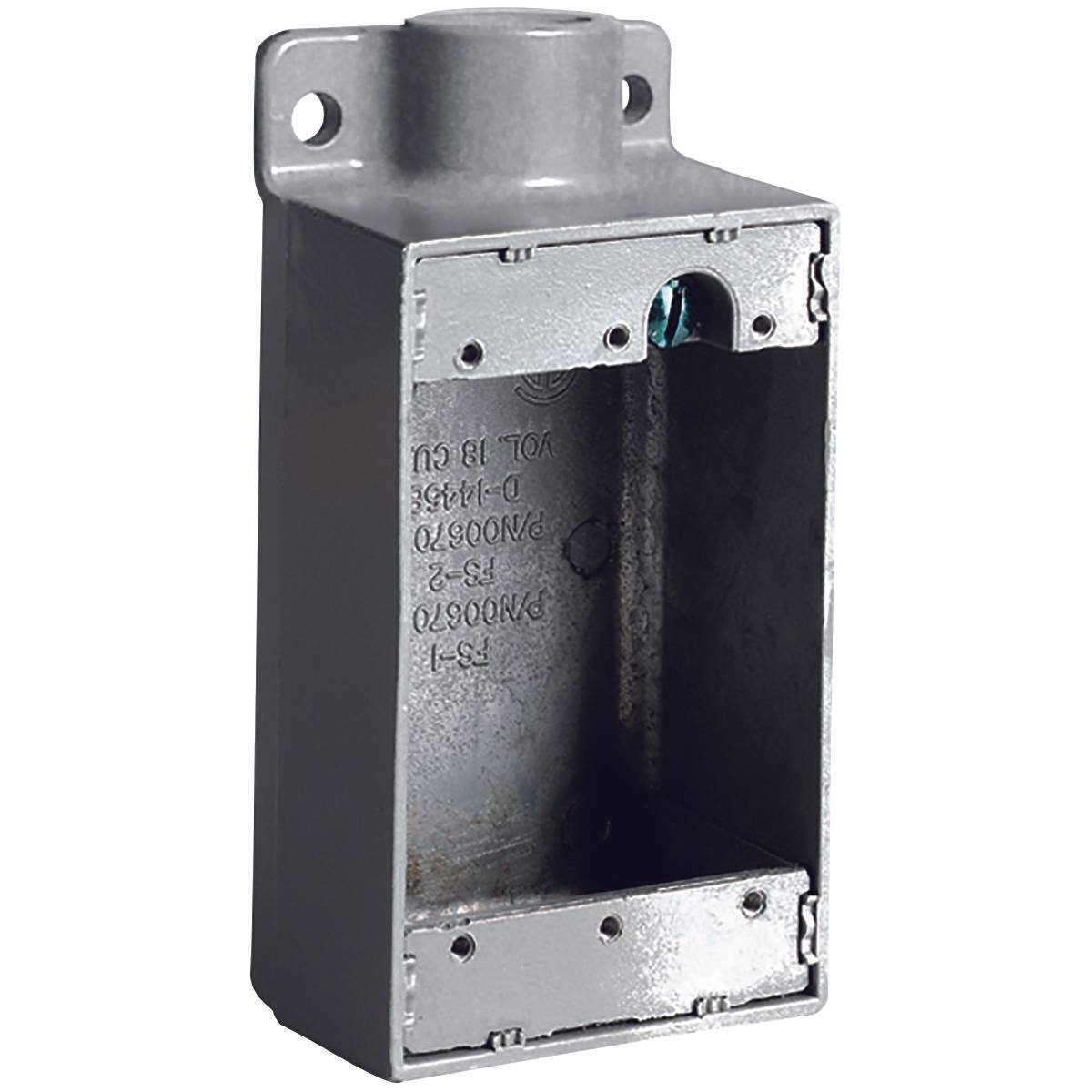 Killark® FS-3 FS Series Dead End Duplex Single/Multi-Mode Cast Device Box With Internal Ground Screw, Copper-Free Aluminum, 18 cu-in Capacity, 1 Gangs, 1 Outlets, 5-1/2 in H x 2-7/8 in W x 2 in D