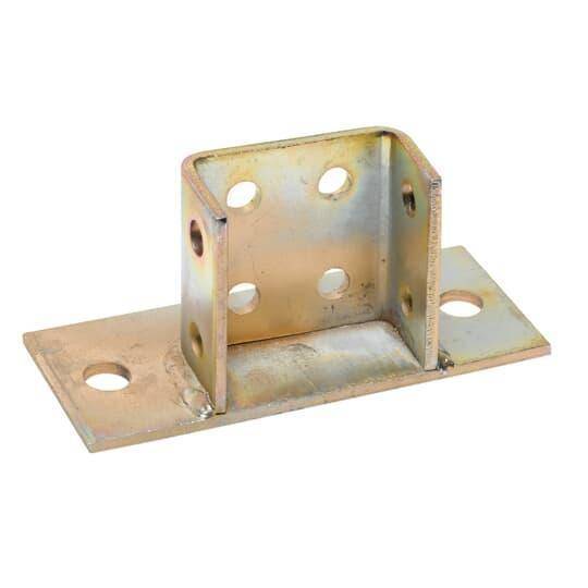 Kindorf® B-925FL 10-Hole Flush Post Base Connector, 6 in L x 3 in W, For Use With Kindorf® Modular Metal Framing System, Steel, Galv-Krom®