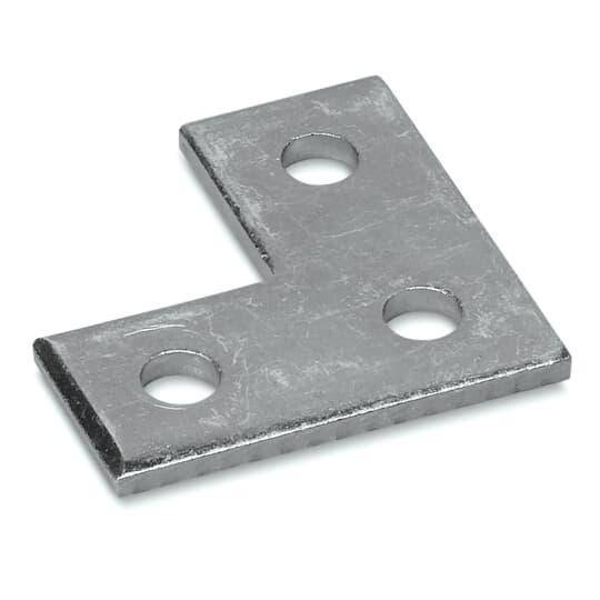 Kindorf® B-961-EG B-961 3-Hole Plate Connector, 3 in L x 3 in W, For Use With Kindorf® Modular Metal Framing System, Steel, SilverGalv®/Electro-Galvanized