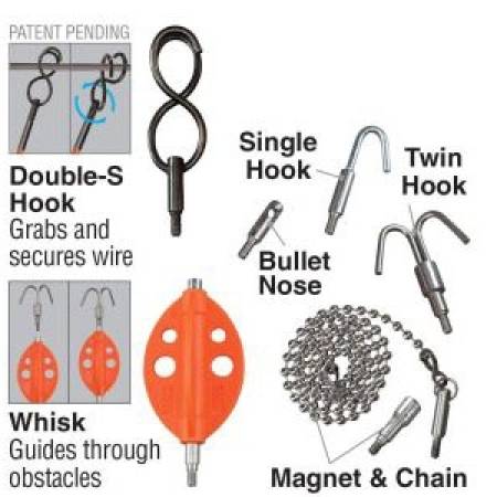 2.4" x 3.3" x 5.3" Case, Klein Tools, Inc. 56511 Fish Rod Attachment Set, Orange