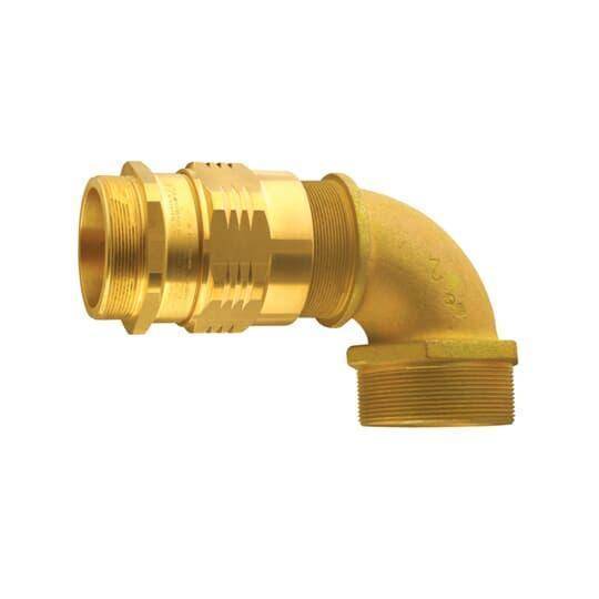 Kopex-Ex® HAAM0404E External Thread Elbow Gland With Flameproof Epoxy Resin Barrier, 1/2 in MNPT Trade, 90 deg, Brass, Nickel Plated