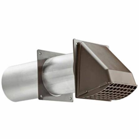 Lambro 224B Plastic Exhaust Wall Hood Vent, 4 in Dia, 5.48 in L x 5.48 in W Hood, 3.78 in Hood Opening, 10 in L Tube