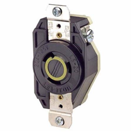 125 V 20 A, 2-Pole 3-Wire, Leviton Manufacturing Co. Inc. 2310 Black & White®, V-O-Max® Locking Device Receptacle, NEMA L5-20R, Black