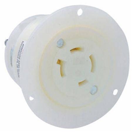 480 V 20 A L16-20R, Leviton Manufacturing Co. Inc. 2436 Black & White® Locking Device Flanged Outlet