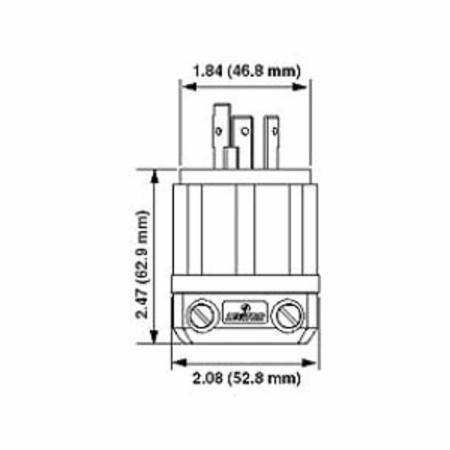 480 VAC 30 A L8-30P, Leviton Manufacturing Co. Inc. 2641 Black & White® Locking Device Plug