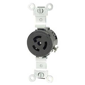 125 V 15 A, 2-Pole 3-Wire, Leviton Manufacturing Co. Inc. 4710 Black & White® Locking Device Receptacle, NEMA L5-15R, Black