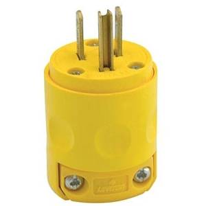 125 VAC 15 A 5-15P, Leviton Manufacturing Co. Inc. 515PV Straight Blade Plug, Yellow