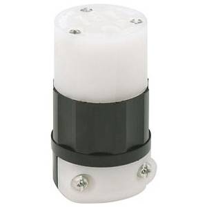 125 VAC 15 A 5-15R, Leviton Manufacturing Co. Inc. 5269-C Black & White® Straight Blade Connector, Black/White