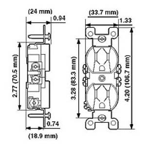 125 V 15 A, Leviton Manufacturing Co. Inc. 5320-ICP Straight Blade Receptacle, Ivory