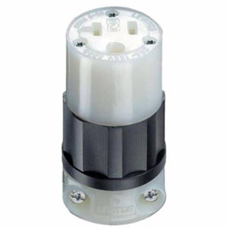 125 VAC 20 A 5-20R, Leviton Manufacturing Co. Inc. 5369-PLC Black & White® Straight Blade Connector, Black/White