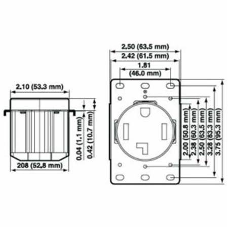250 V 30 A, Leviton Manufacturing Co. Inc. 5372 Straight Blade Power Receptacle, Black