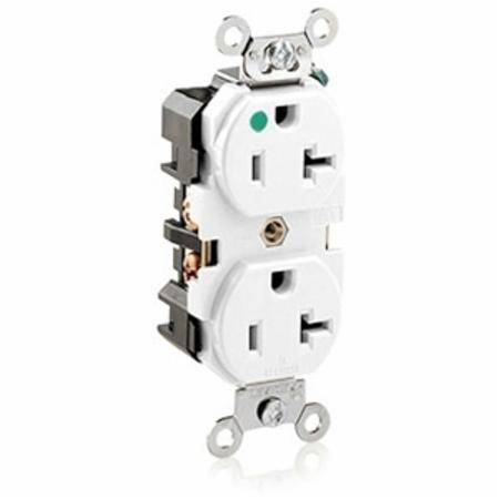 125 V 20 A, Leviton Manufacturing Co. Inc. 8300-W Straight Blade Receptacle, White