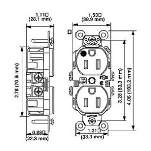 125 V 20 A, Leviton Manufacturing Co. Inc. 8300-W Straight Blade Receptacle, White