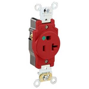 125 V 20 A, Leviton Manufacturing Co. Inc. 8310-R Straight Blade Receptacle, Red