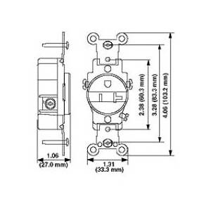 125 V 20 A, Leviton Manufacturing Co. Inc. 8310-R Straight Blade Receptacle, Red