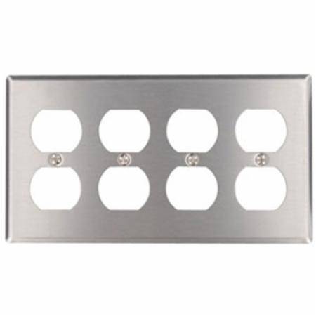 4-Gang, Leviton Manufacturing Co. Inc. 84041-40 Wallplate, Stainless Steel