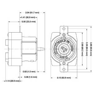 EATON CS8169 3-Phase Single Locking Receptacle, 480 VAC, 50 A, 3 Poles, 4 Wires, Black