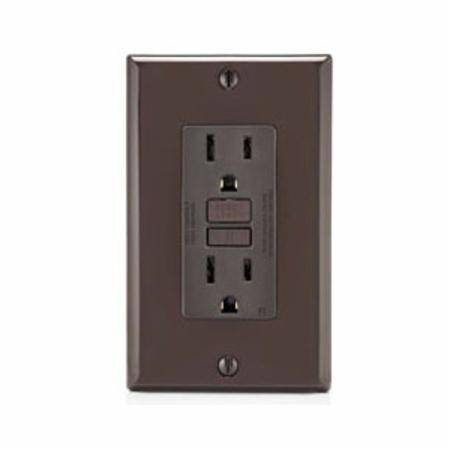 125 VAC 15 A, Leviton Manufacturing Co. Inc. GFNT1 Self-Test GFCI Receptacle, Brown
