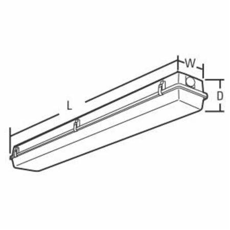 50" x 7-5/8" x 4-3/4", 120 to 277 V, Acuity Brands Lighting Inc. DMW-2-32-MV-GEB10IS Wet Location Fluorescent Light Fixture, 2-Lamp, 32WT8