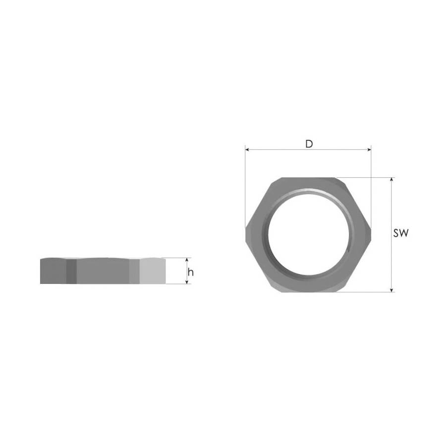 LUTZE TOP-T LPM16G Locknut, M16x1.5 Metric Thread, Polyamide 6/30% Glass Fiber Reinforced