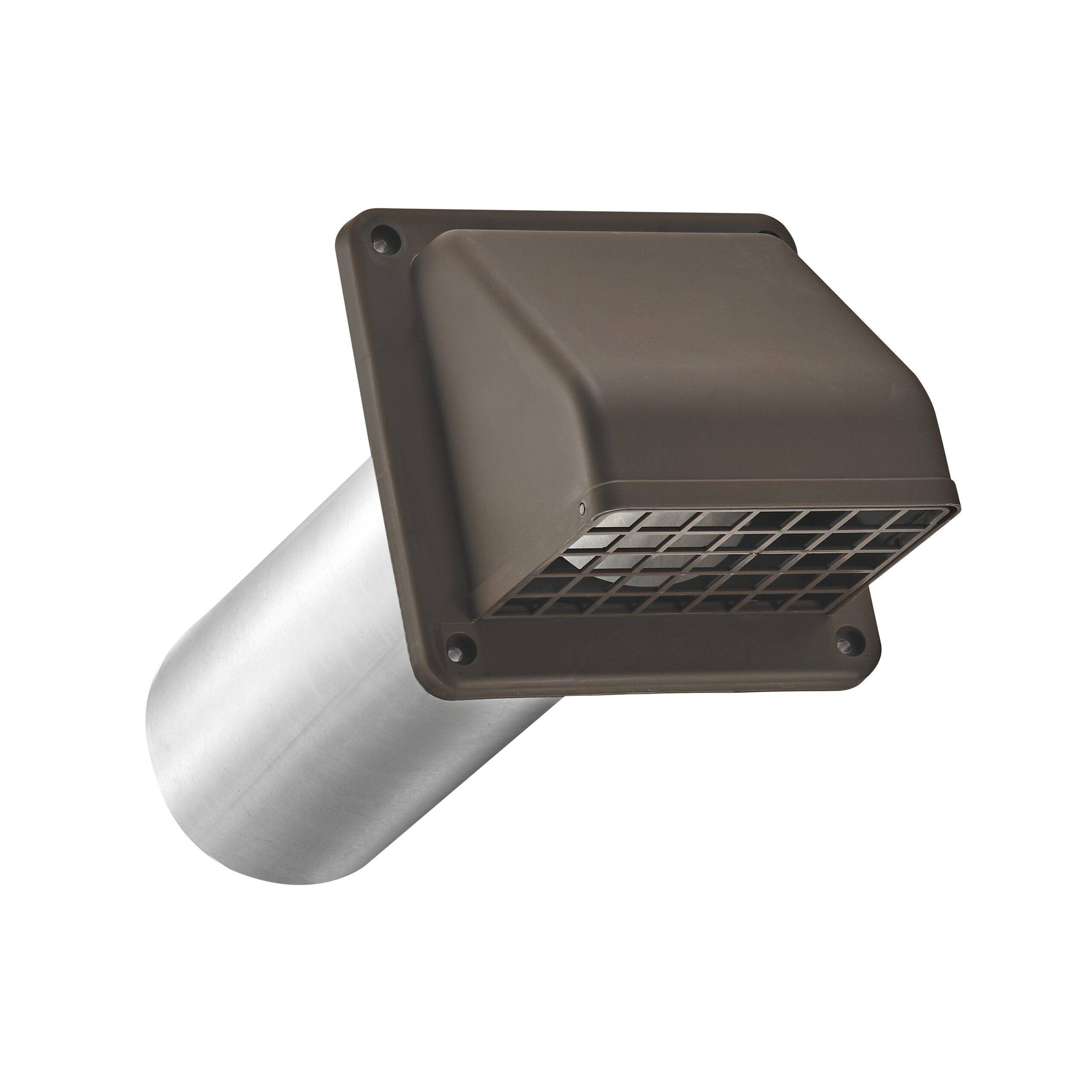 Lambro 222B Plastic Exhaust Wall Hood Vent, 3 in Dia, 6.49 in L x 6.49 in W Hood, 3.78 in Hood Opening