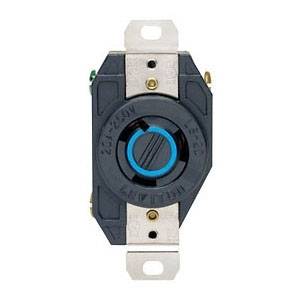 250 VAC 20 A, 2-Pole 3-Wire, Leviton Manufacturing Co., Inc. 2320 Black & White®, V-O-Max® Locking Device Receptacle, NEMA L6-20R, Black