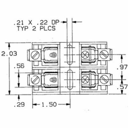 250 VAC/VDC, 30 A, Mersen S.A. 20307R Fuse Block, 2-Pole, Class R